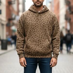 (NWT) Abercrombie & Fitch Men’s Essential Popover Hoodie Animal Print, Large